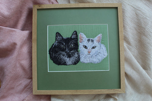 2 Pets Portrait, 12"x12" Frame with Custom Mount £200- Commission Enquiry